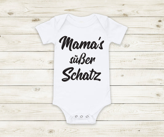 Baby Geschenk Babybody Body Strampler Mamas süßer Schatz Muttertag  kurzarm weiß Baumwolle lustig und frech Geschenk