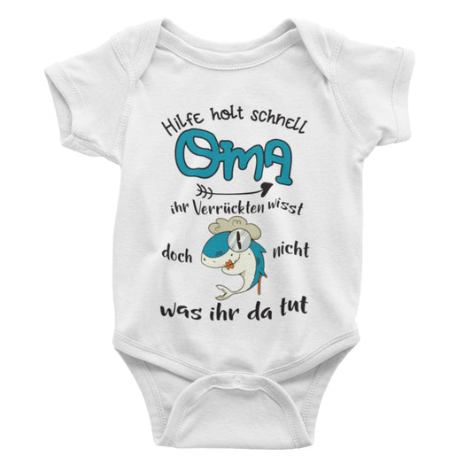 Baby Geschenk Babybody Hilfe holt Oma -  Geschenk für Oma - Strampler - Großeltern Geschenk