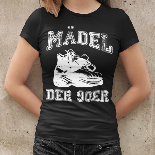 Mädel der 90er Vintage 90s Damen Premium T-Shirt Kostüm schwarz kurzarm Rundhals 90er Party Sylvester Feier Motto 90's