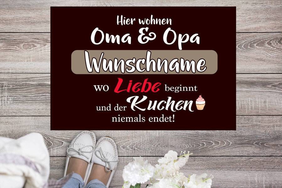 Großeltern Geschenk Fußmatte personalisierbar mit Name Motiv Kekse, Kuchen oder Waffeln anpassbar individualisierte Geschenke