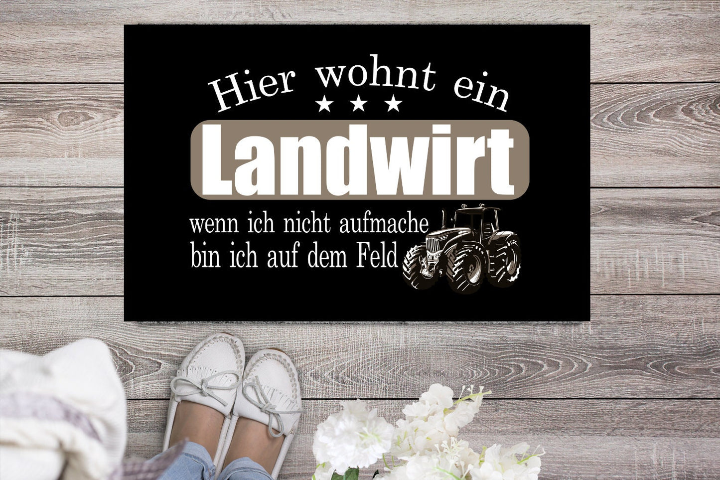 Fußmatte Landwirt auf dem Feld  - Geschenk Landwirtschaft und Landwirt -   Traktor