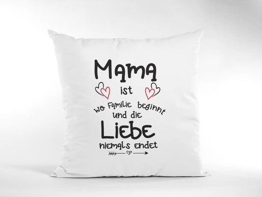 Sofakissen für Mama - Mama ist wo die Familie beginnt und die Liebe niemals endet - Weihnachtsgeschenk Mama - Geschenk Mutter