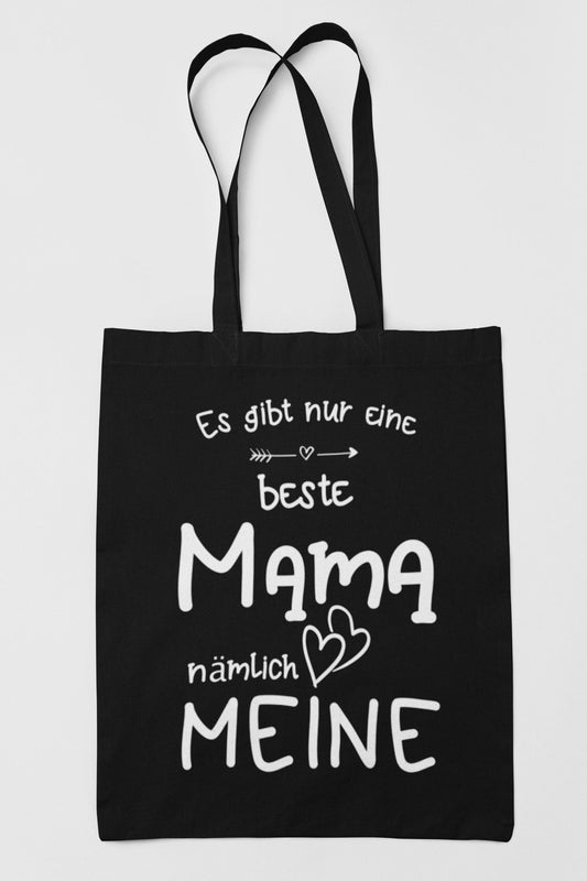 Baumwolltasche - Es gibt nur eine beste Mama, nämlich meine - Tasche aus Baumwolle Jutebeutel schwarz