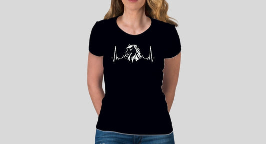 Pferd Herzschlag  Damen T-Shirt schwarz Bio Baumwolle