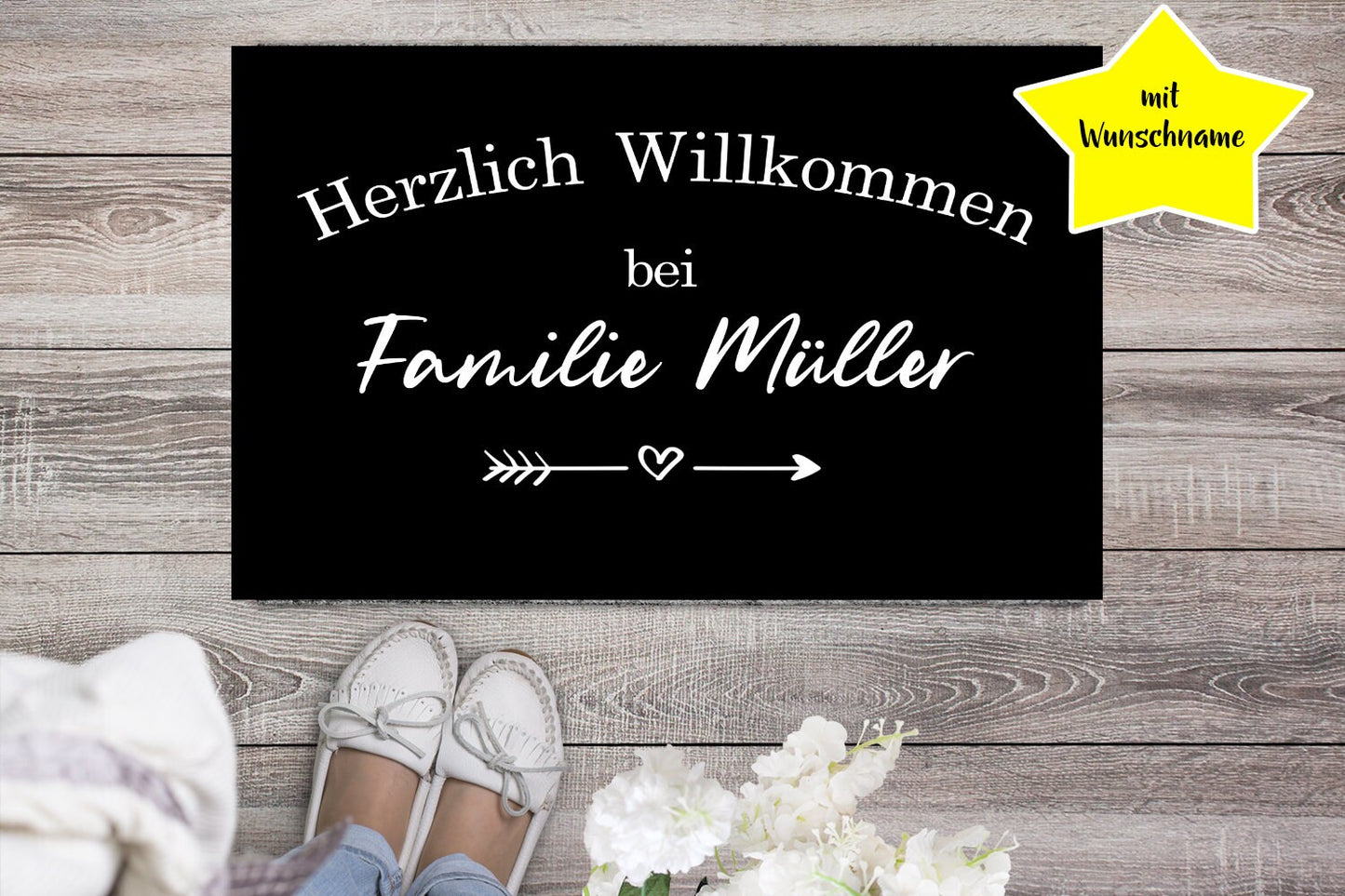 Fußmatte personalisierbar - Herzlich Willkommen personalisiert Geschenk Familie