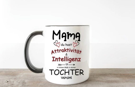 Hermsheide Tasse Muttertag Mama Intelligenz Tochter  Geschenk für Mama ideales Muttertagsgeschenk Kaffeetasse zum ersten Muttertag