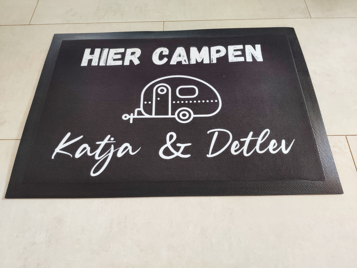 Fußmatte Camping Wohnwagen hier campen hier campt  personalisierbar mit Wunschname