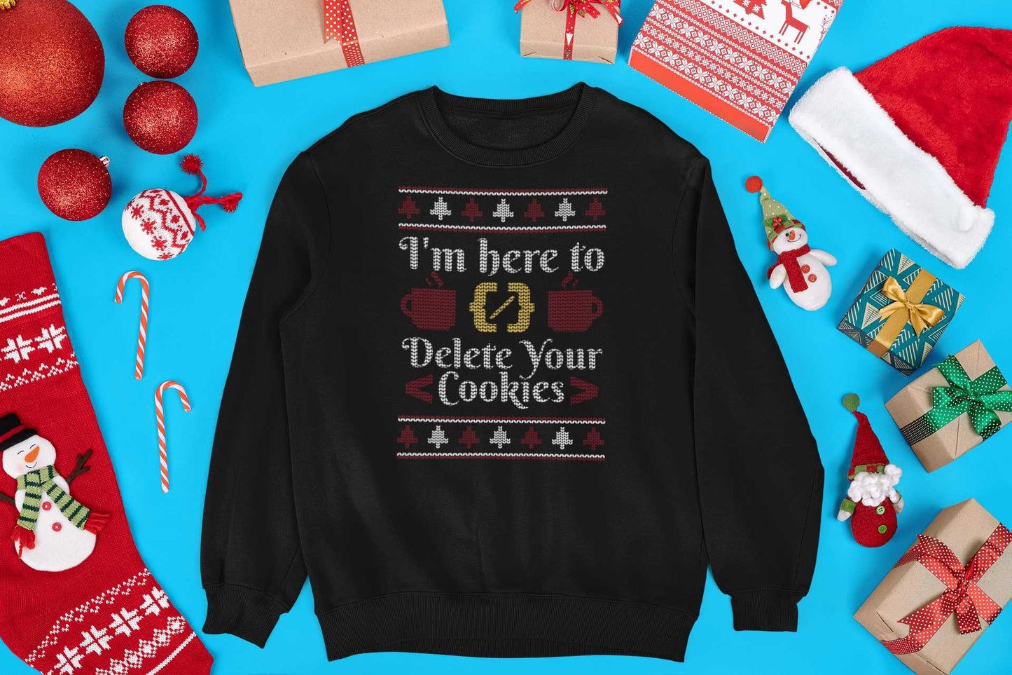 Informatiker Ugly Christmas Sweater Pullover Programmierer Nerd schwarz HTML mit Spruch