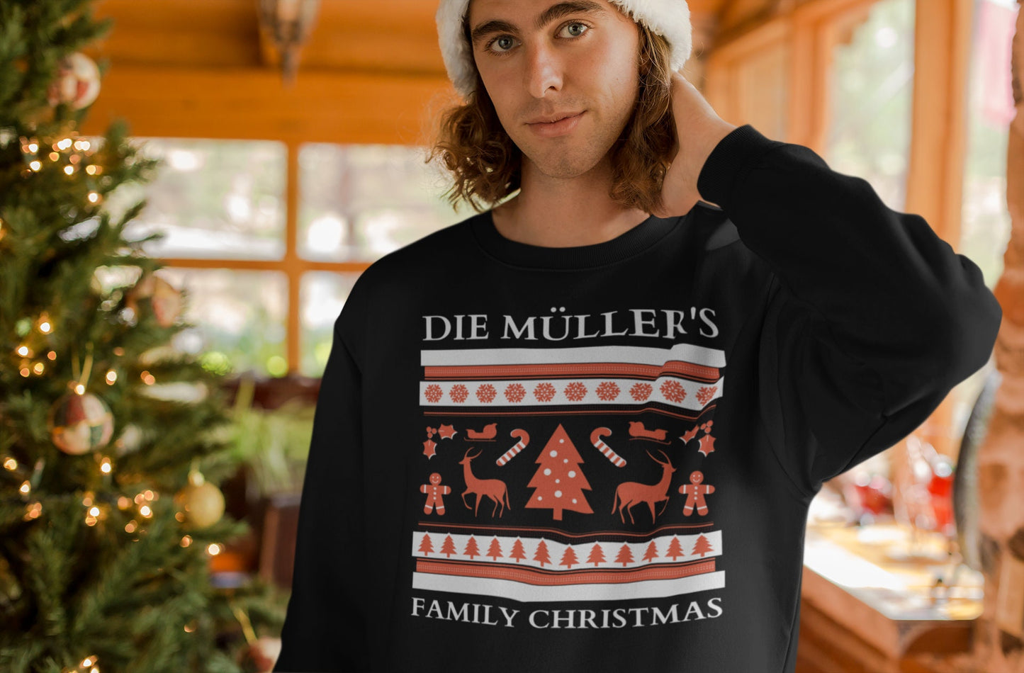 Personalisierbarer Ugly Christmas Sweater Pullover Weihnachten Family Christmas mit Name