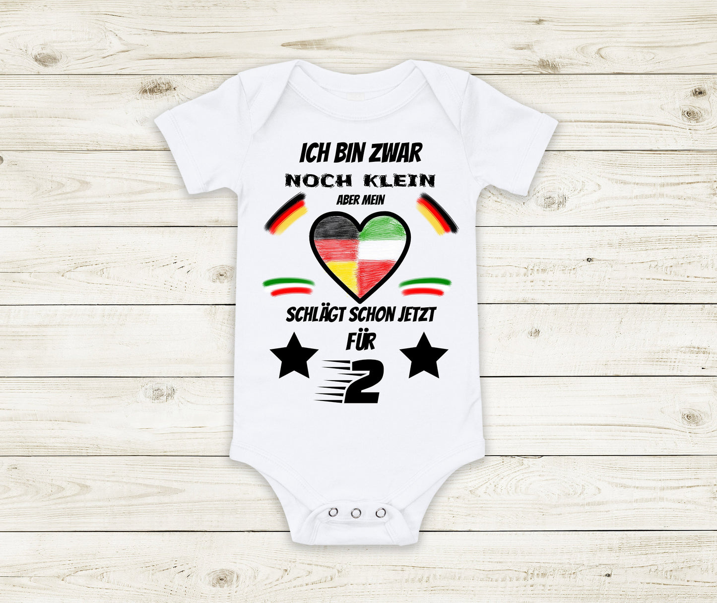 Baby Geschenk Baby Body Strampler Deutschland Italien Fußball kurzarm weiß Baumwolle lustig und frech Geschenk Deutsch