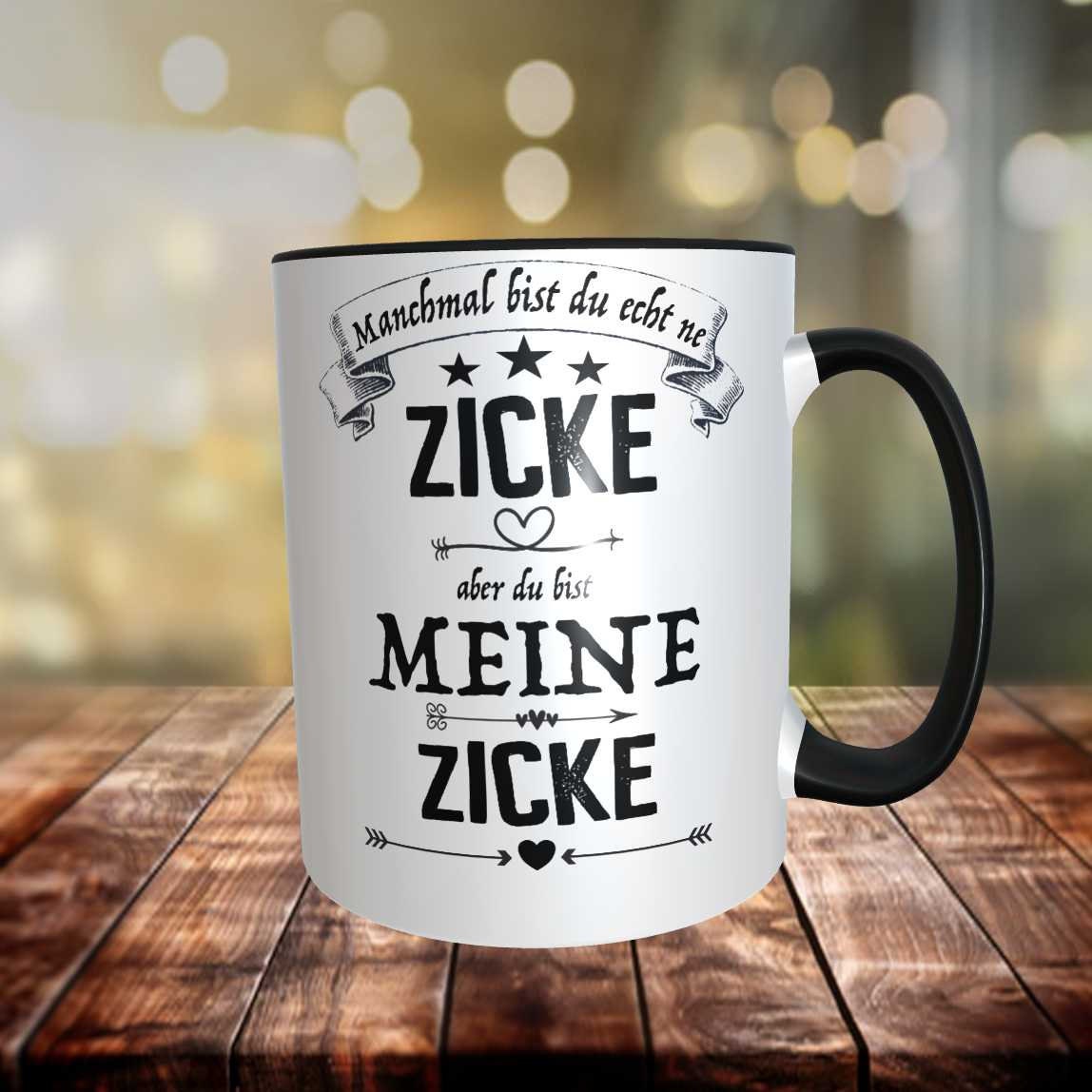 Zicke Kaffeetasse du bist meine Zicke Tasse Spruch Lustig Ehefrau Valentinstaggeschenk Freundin  Geschenk Valentinstag