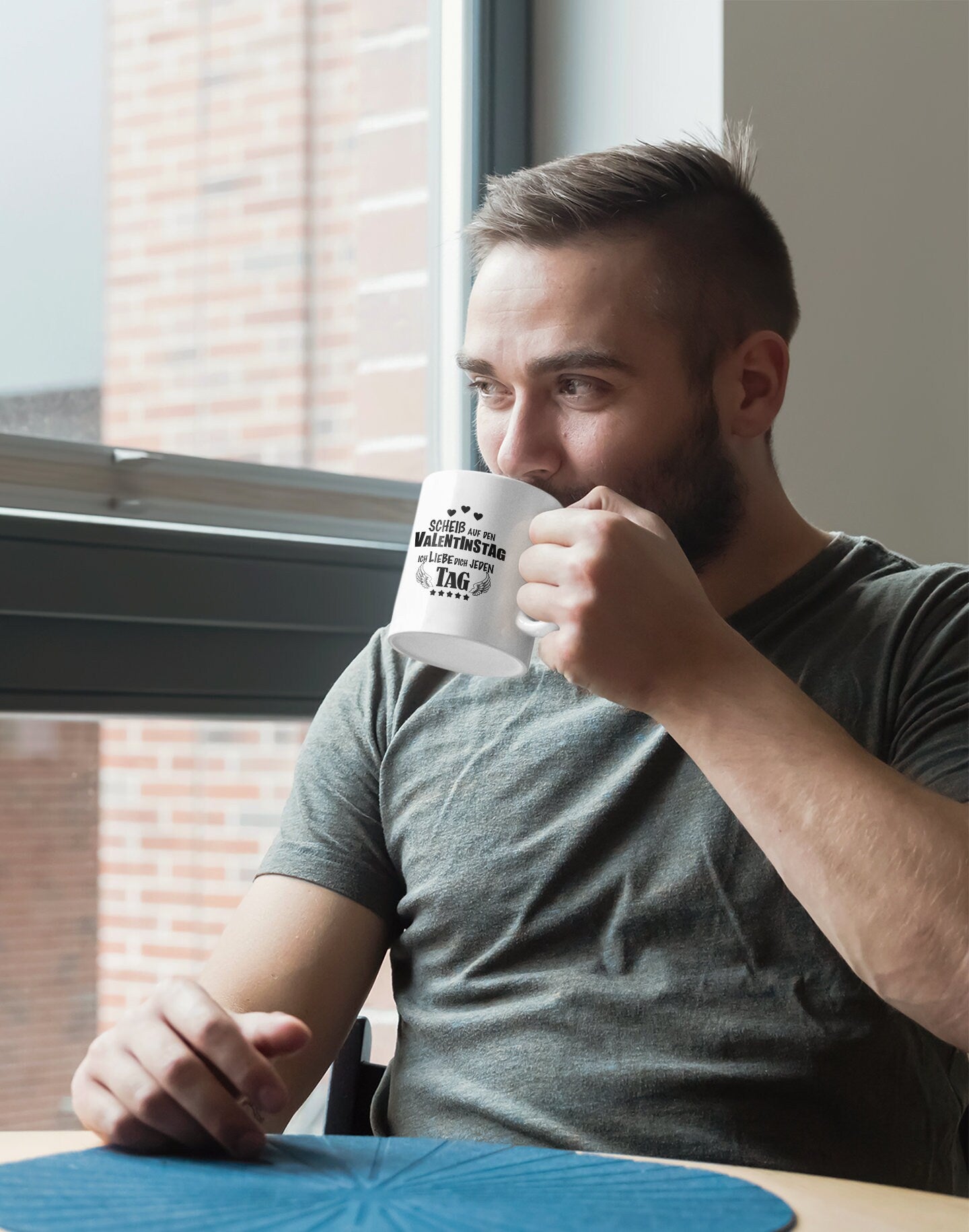 Tasse mit Spruch Scheiß auf Valentinstag  - Tasse Valentinstagsgeschenk für Männer Frauen Freund