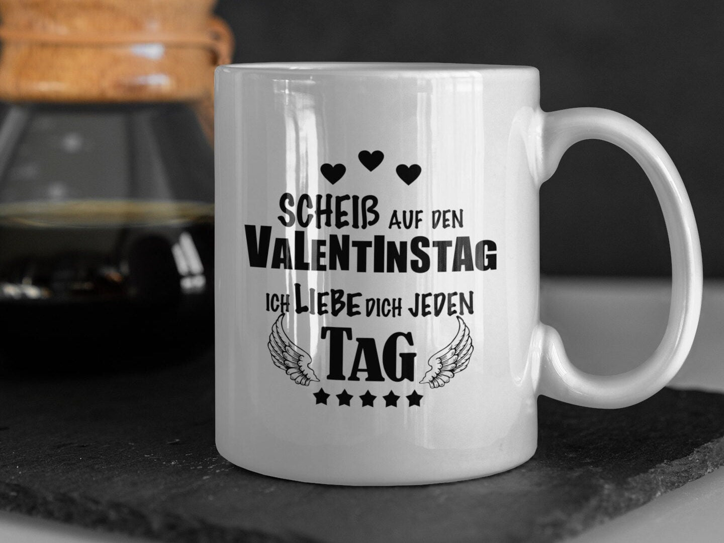 Tasse mit Spruch Scheiß auf Valentinstag  - Tasse Valentinstagsgeschenk für Männer Frauen Freund