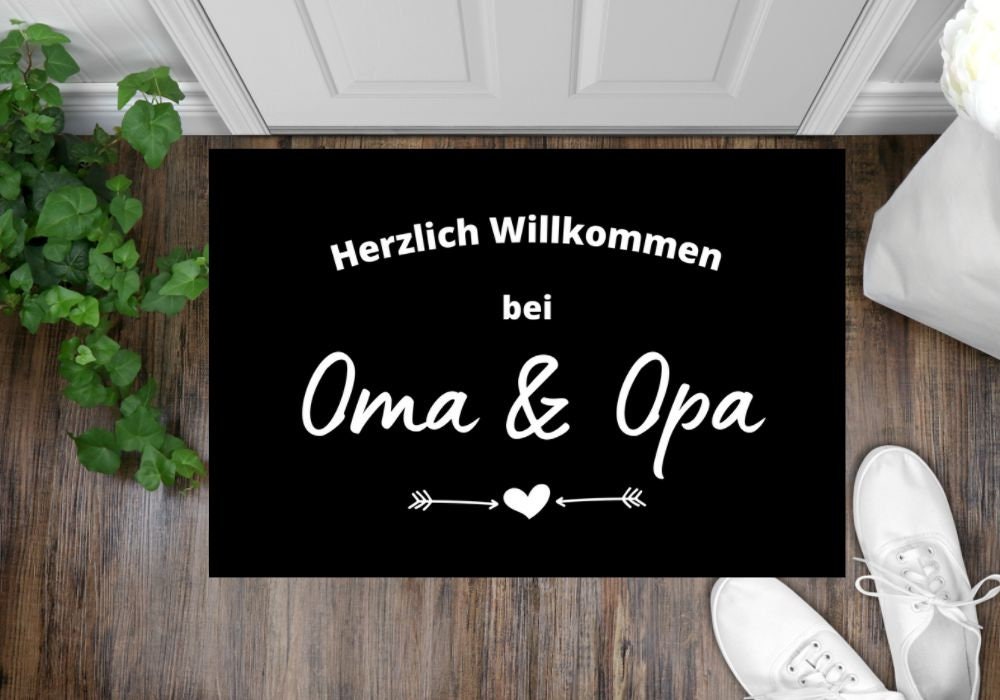 Fußmatte Herzlich Willkommen Oma und Opa Großeltern Geschenk Weihnachten