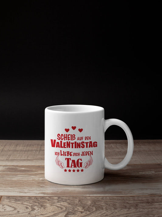 Tasse mit Spruch Hermsheide Tasse Scheiß auf den Valentinstag  Geschenk für Männer Freund Partner Ehemann frech Valentinstags Geschenk