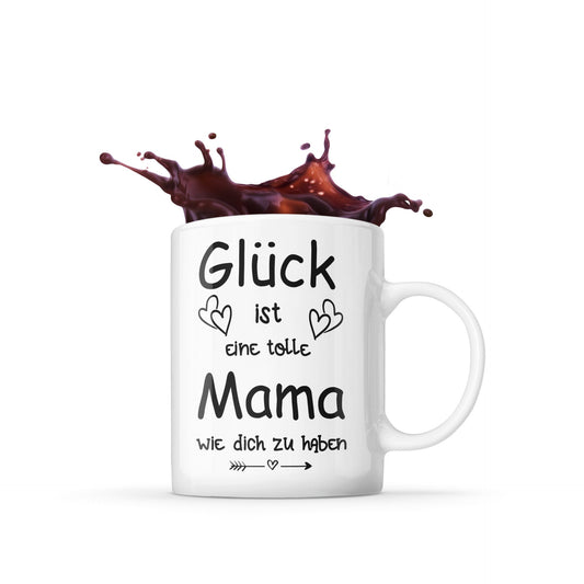 Tasse mit Spruch Tasse Glück ist Mama wie dich zu haben  Geschenk Kaffeetasse Mama als Muttertagsgeschenk