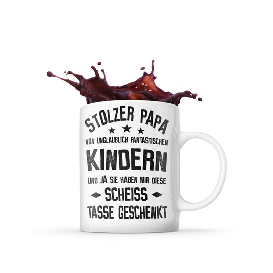 Tasse mit Spruch Tasse stolzer Papa von unglaublichen Kindern Geschenk  für Väter Kaffeetasse Becher Vatertag Vatertagsgeschenk