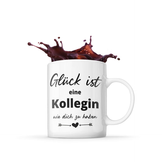 Tasse mit Spruch Tasse Glück ist Kollegin wie dich Geschenk Kaffeetasse Arbeitskollegen