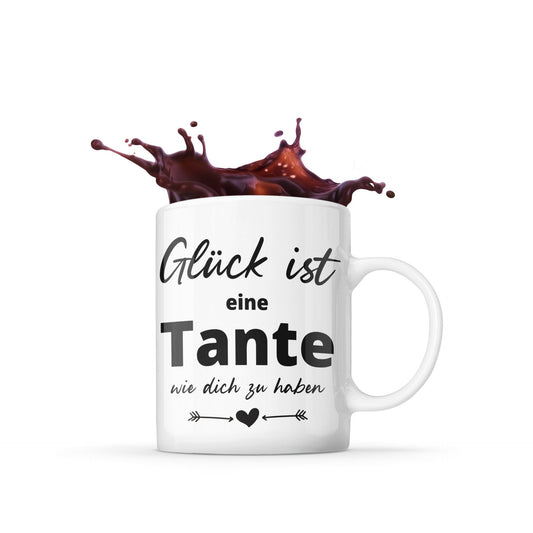 Tasse mit Spruch Tasse Glück ist Tante wie dich Geschenk Kaffeetasse Patentante Tanten