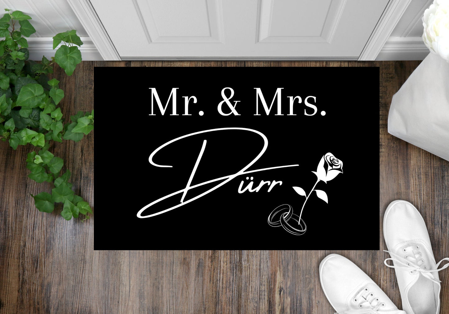 Fußmatte Hochzeit personalisierbar - Mr. & Mrs. Name anpassbar