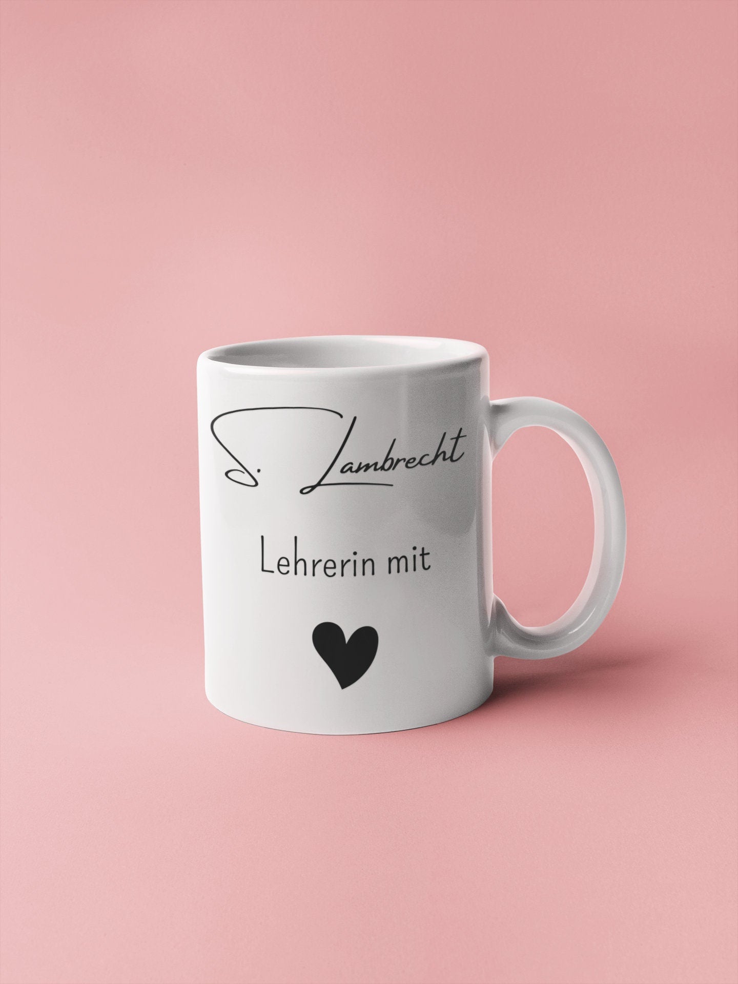 Tasse Lehrerin mit Herz personalisierbar mit Name Lehrer