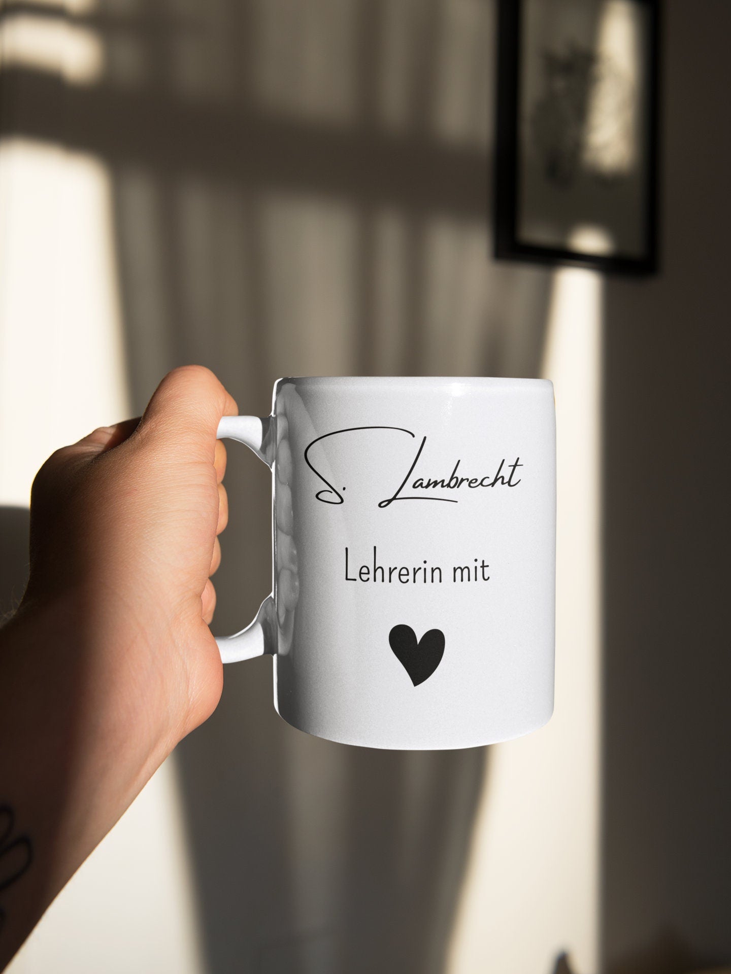 Tasse Lehrerin mit Herz personalisierbar mit Name Lehrer