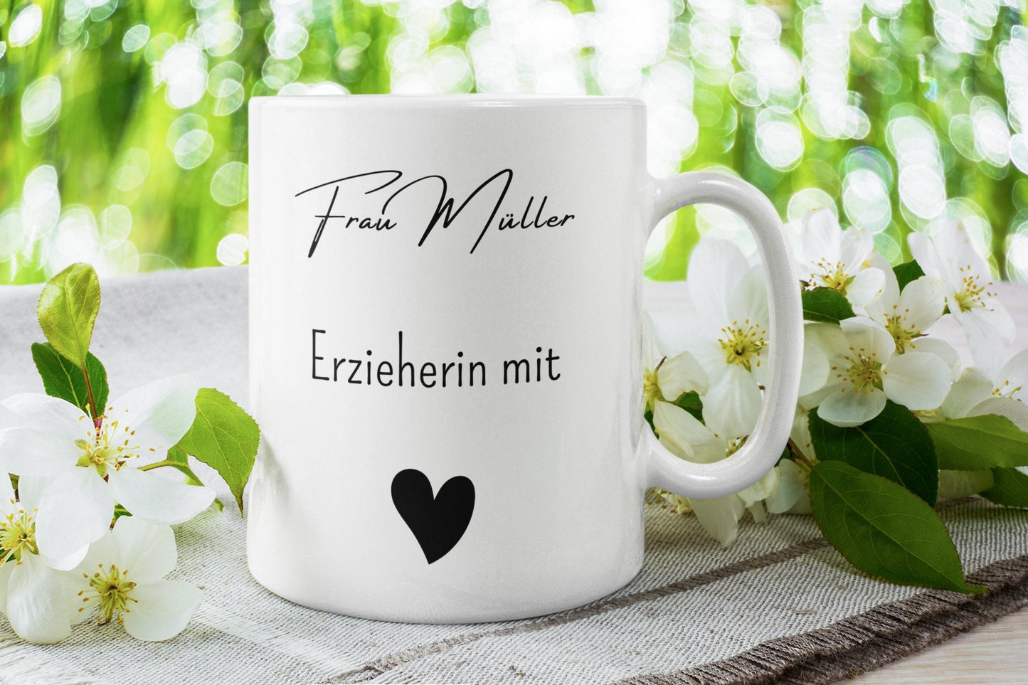 Tasse Erzieherin Geschenk Abschied Kindergarten mit Herz personalisierbar mit Name Kita Abschied Kindergarten