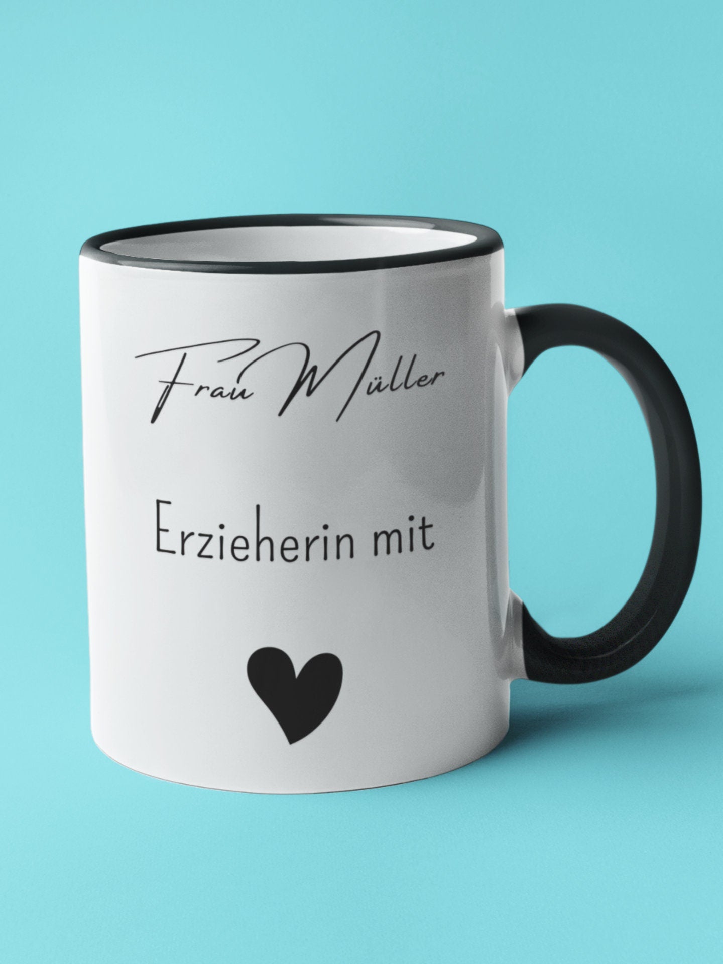 Tasse Erzieherin Geschenk Abschied Kindergarten mit Herz personalisierbar mit Name Kita Abschied Kindergarten