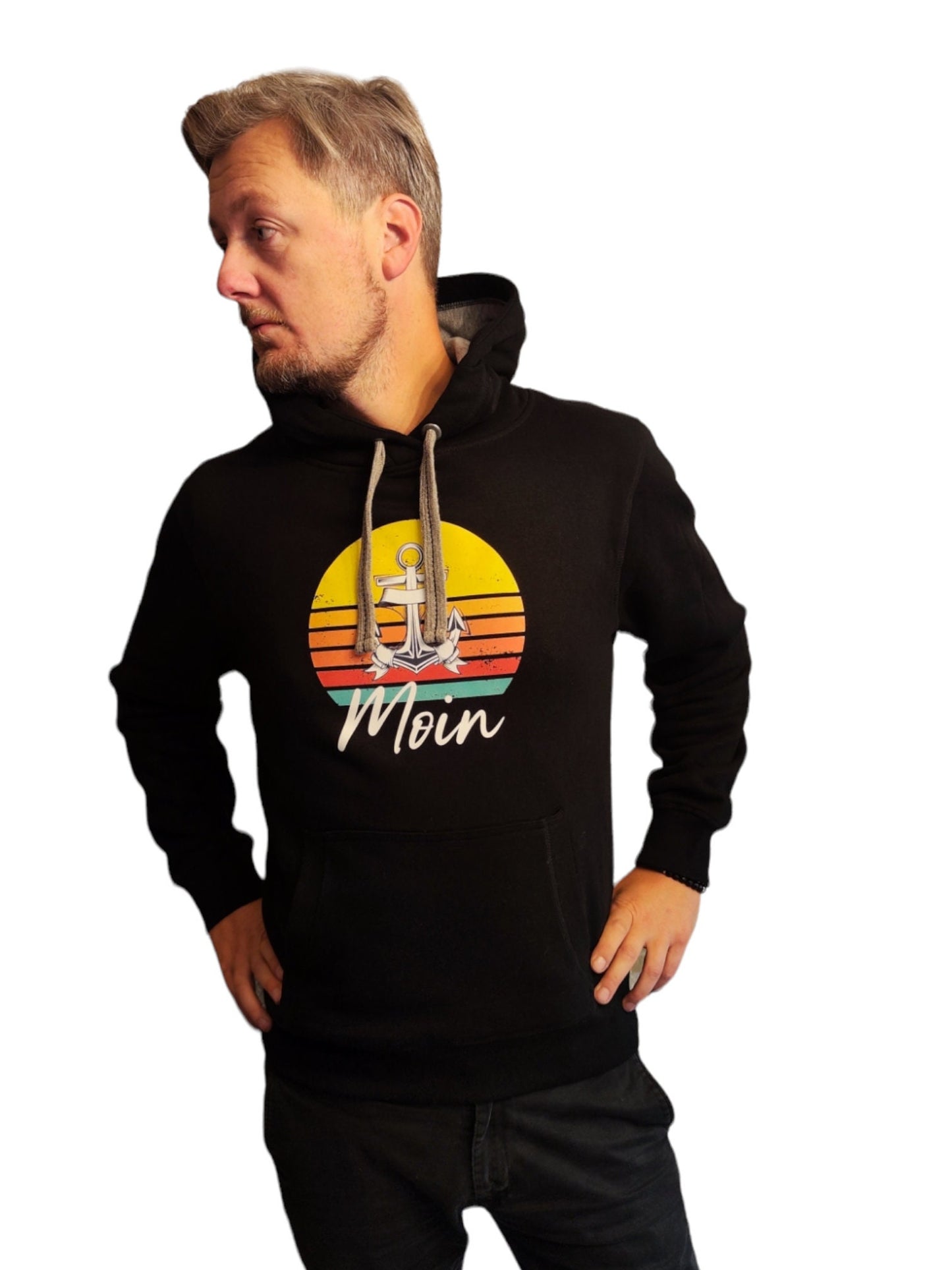 Moin Anker Premium Unisex Kapuzenpullover Hoodie  Retro Sunset  80s 90s