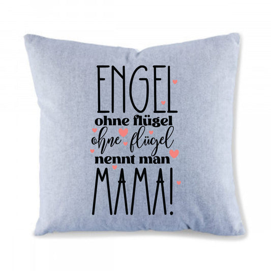 Engel ohne Flügel Mama - Sofakissen Vintage Jeans grau Kissen 2