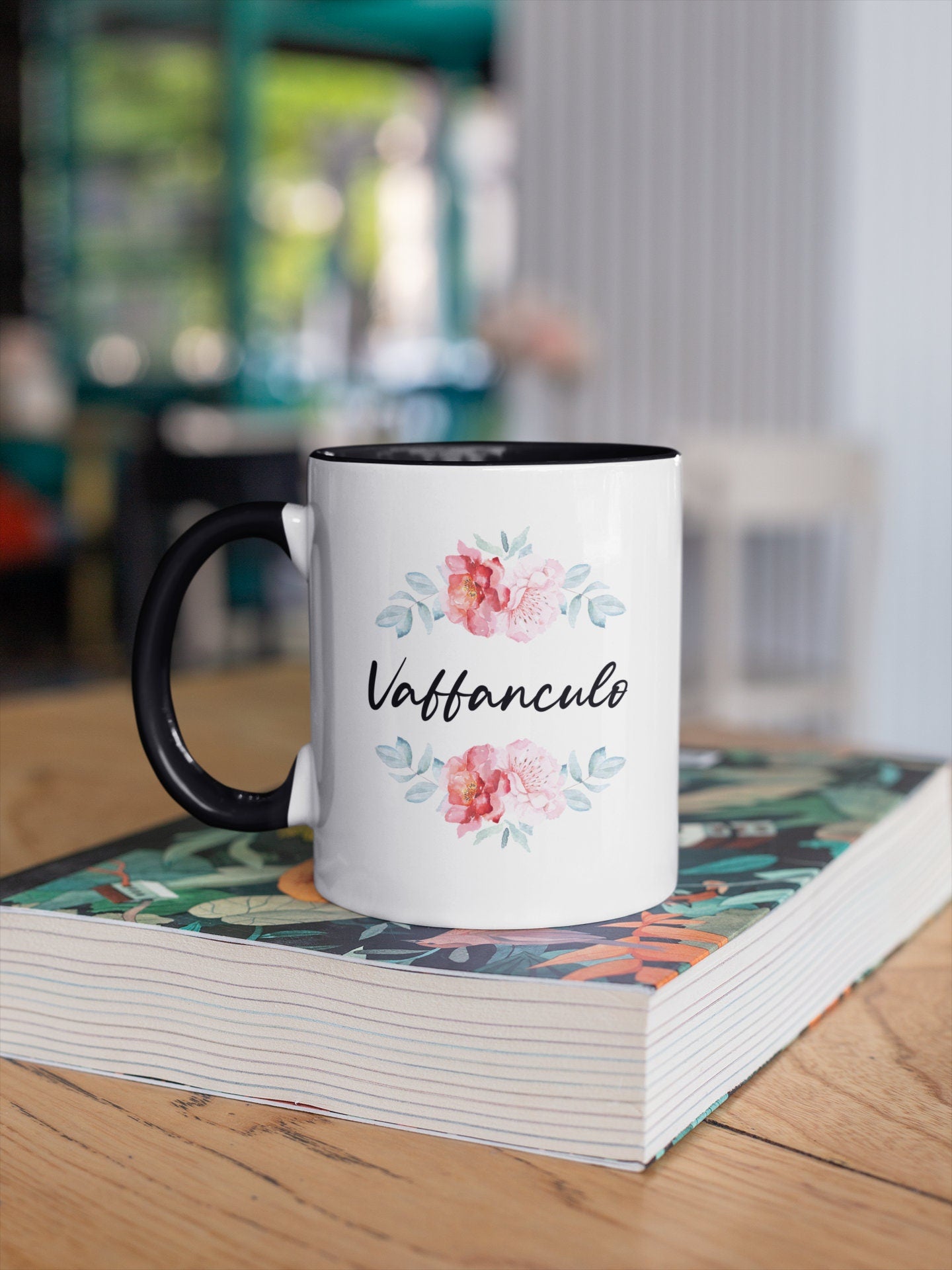 Kaffeetasse Vaffanculo Blumenkranz   Italien Italienisch Italien Italienerin Geschenkidee