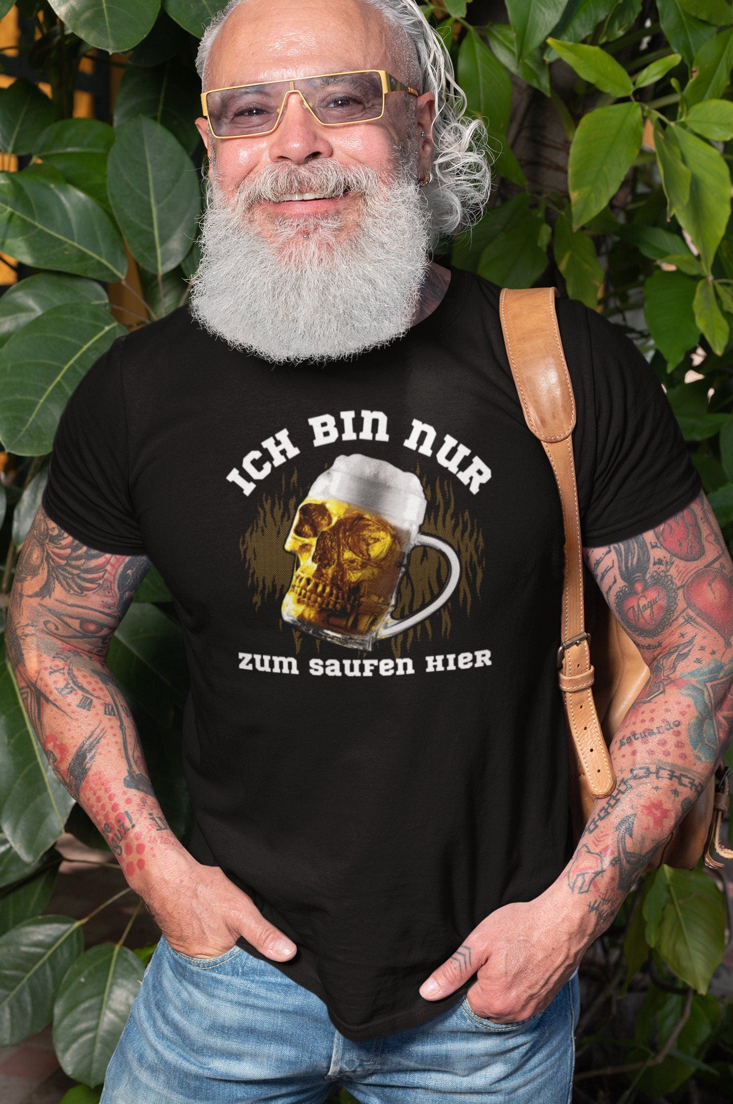 Bier T-Shirt - ich bin nur zum saufen hier Alkohol Vatertag