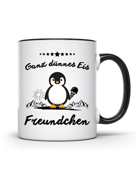 Tasse Pinguin ganz dünnes Eis Freundchen Geschenk Berufswechsel Geschenkidee Kleinigkeit Kollegin Kolleginnen Arbeit Büro mit Spruch