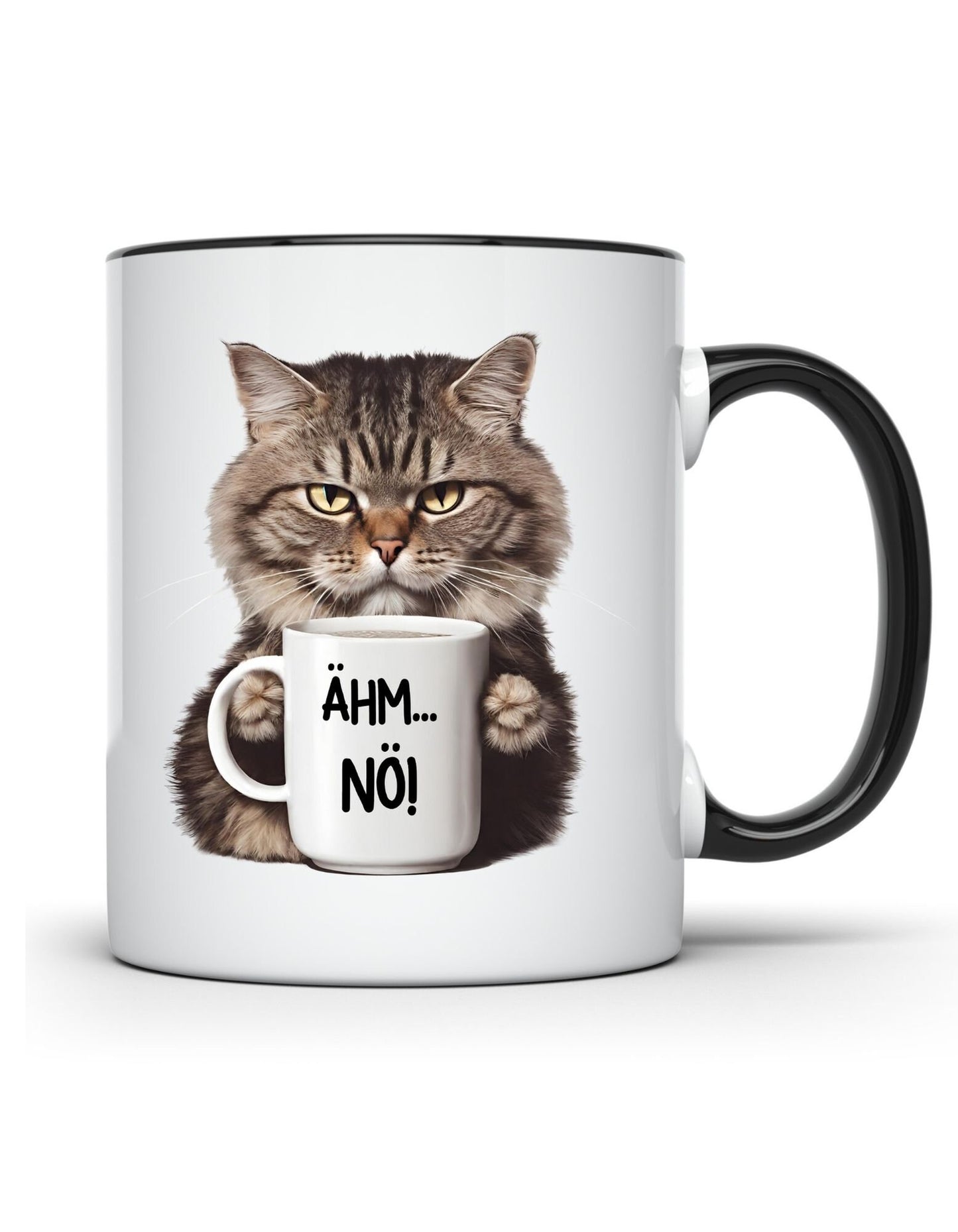 Katze Tasse - Ähm NÖ - Kaffeetasse mit Spruch Katzen Kater Büro verschiedene Farben