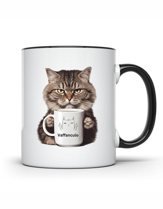 Italien Tasse Vaffanculo Katze hält Tasse Stinkefinger frech Arbeit Kollegen  Italien Italienisch Italien Italienerin Geschenkidee