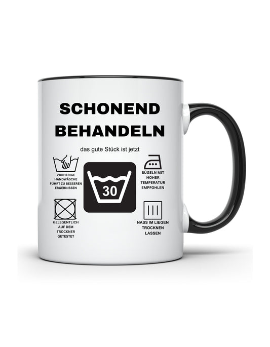 Tasse personalisiert mit Spruch - Schonend Behandeln - Geburtstag 20 30 40 50 60 70