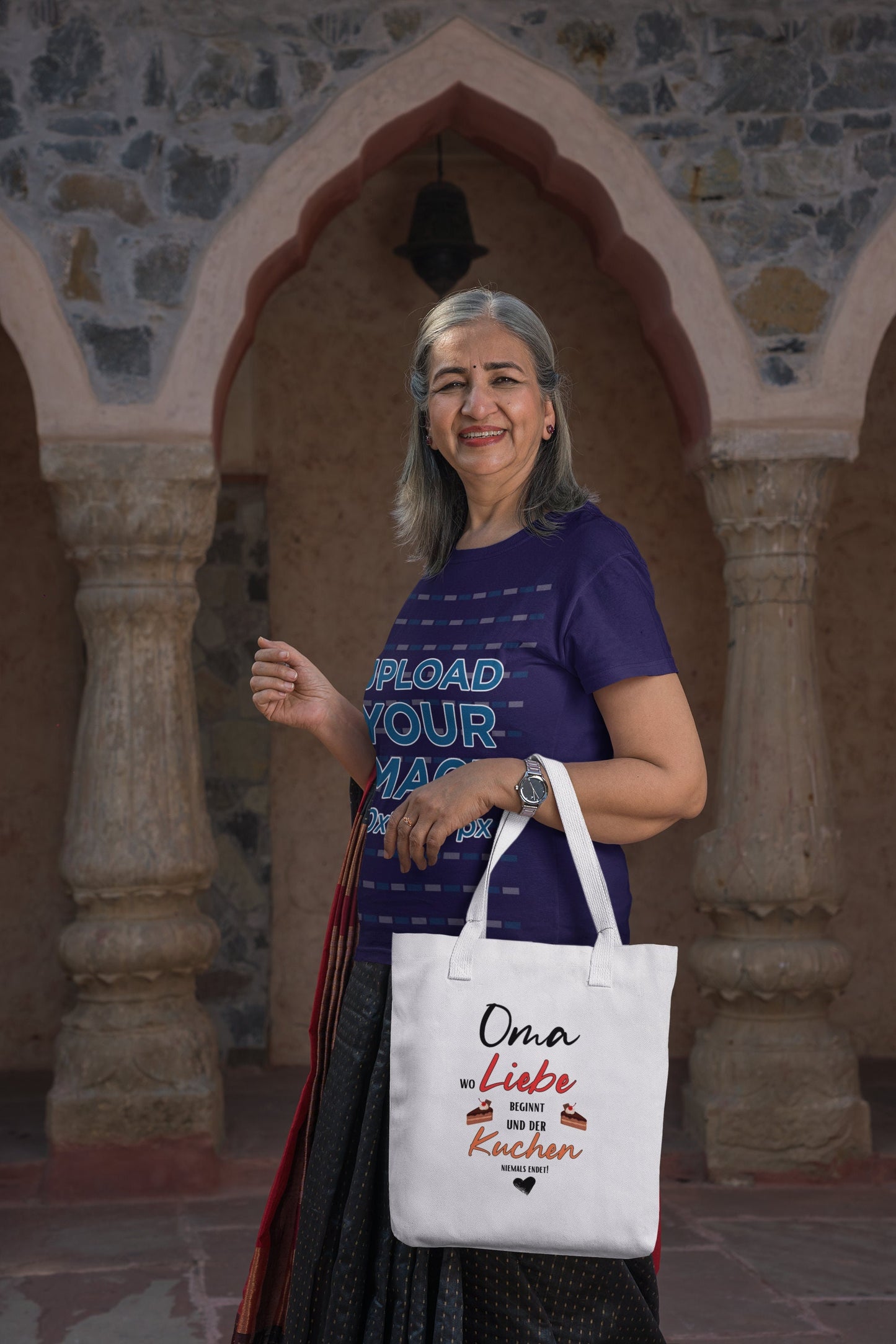 Oma Tasche Baumwolle lange Henkel wo Liebe beginnt und der Kuchen niemals endet