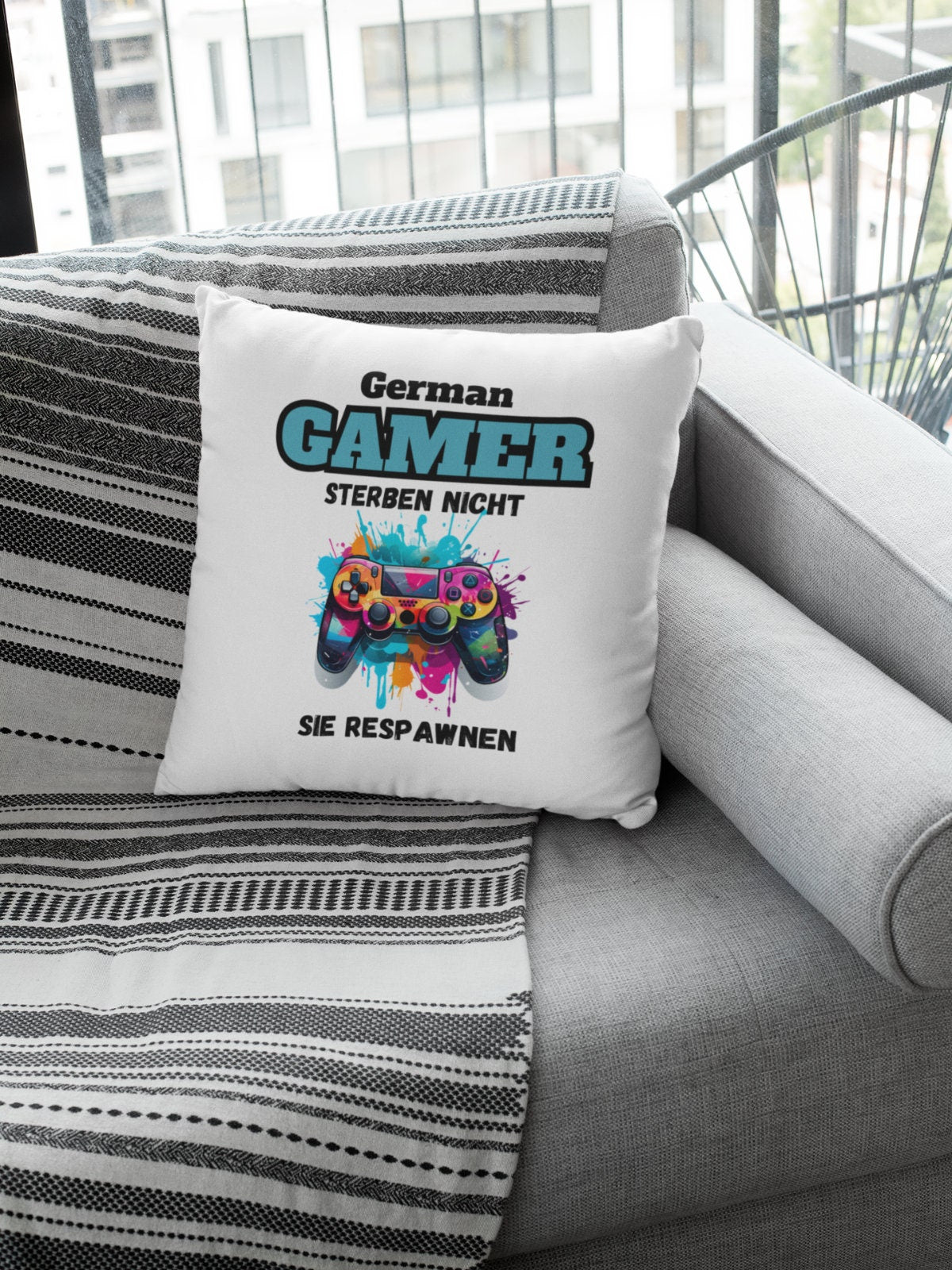 Gamer Kissen - German Gamer respawnen - Zocken Gaming Controller Videogames