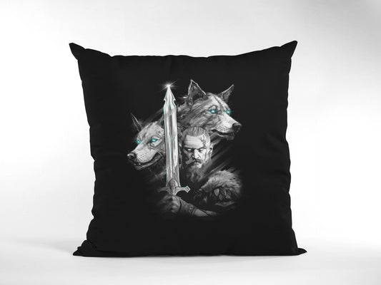 Wikinger Kissen - Viking Wolf - schwarz - Baumwolle 40x40 cm  - Odin - Valhalla - Nordmann - Wölfe - Vikings - Walhalla - Sofakissen