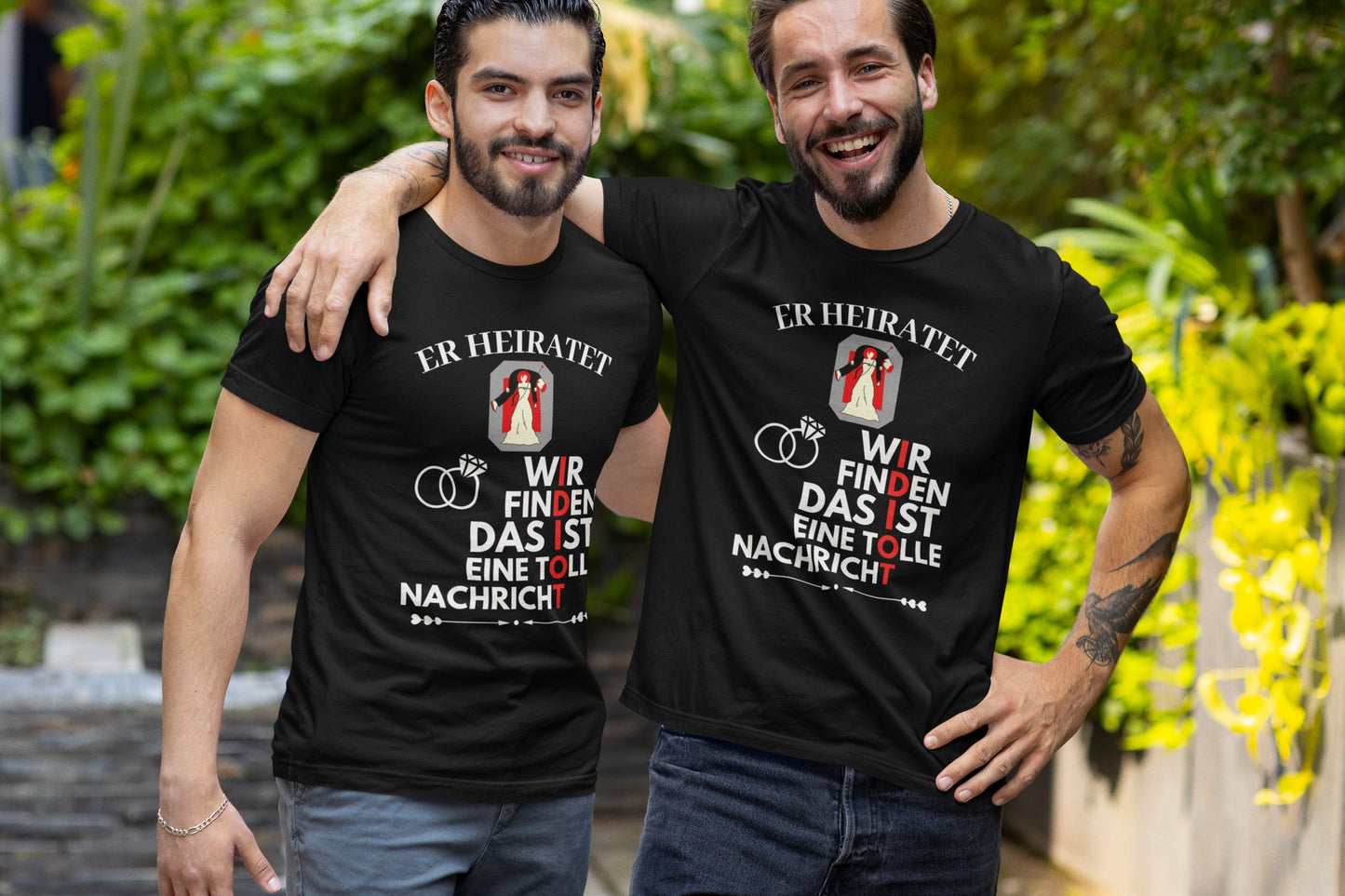 T-Shirt Jungesellenabschied Idiot Hochzeit Bachelor Party er Heiratet Idiot JGA Lustig