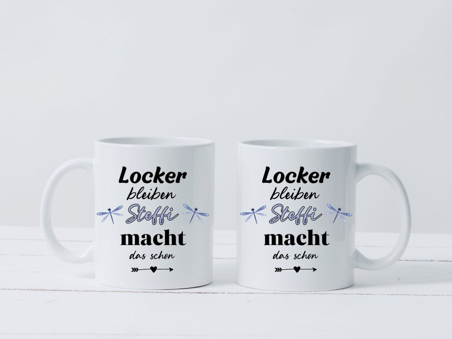 Tasse personalisiert - Locker bleiben Name macht das schon Libellen - Kollegin Geschenk beste Freundin