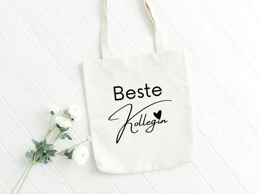 Tasche Beste Kollegin - Kolleginnen werden zu Freundinnen  Stoffbeutel Geschenk  Abschiedsgeschenk Kollegin Sprüche  Tragetasche