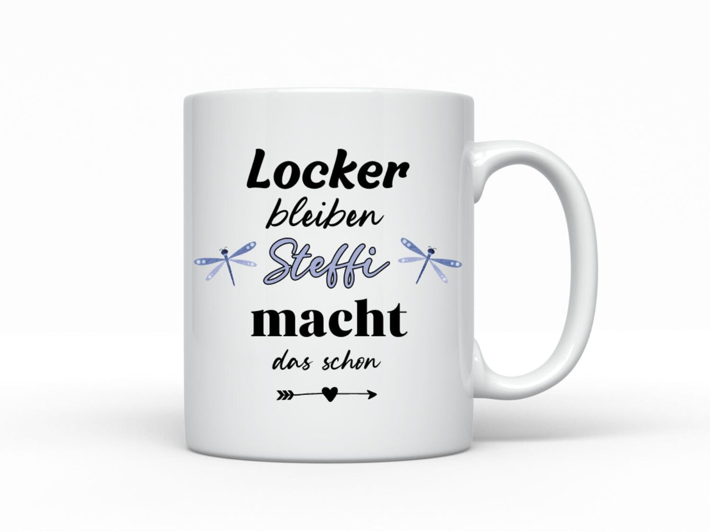 Tasse personalisiert - Locker bleiben Name macht das schon Libellen - Kollegin Geschenk beste Freundin