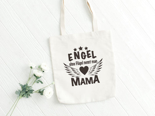 Tasche - Engel ohne Flügel Herz  - Stoffbeutel Geschenk Mama Baumwolle weiß Muttertagsgeschenk
