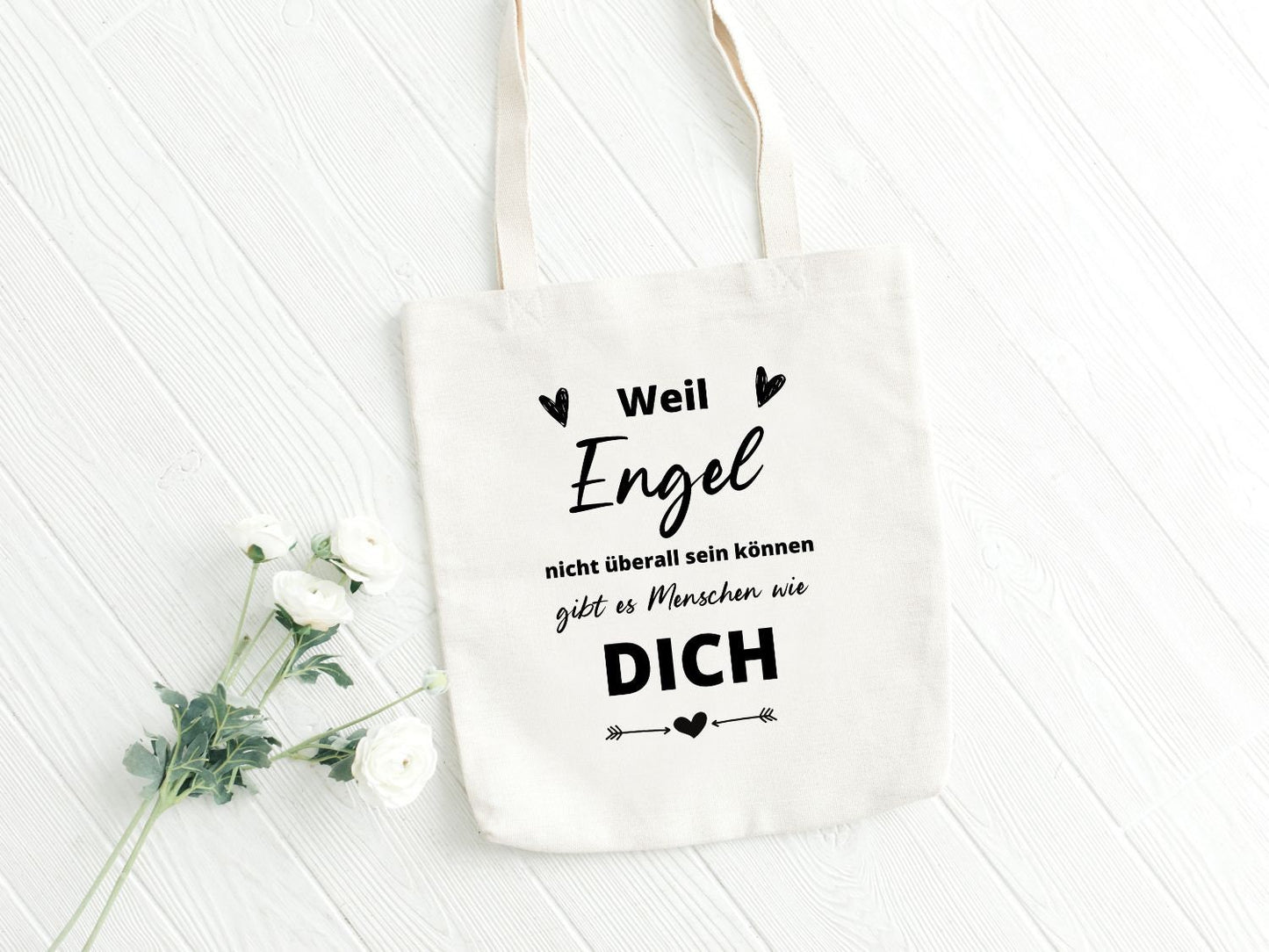 Tasche weil Engel nicht überall sein können gibt es Menschen wie dich.  Stoffbeutel Geschenk   Kollegin Sprüche Neuer Job Tragetasche