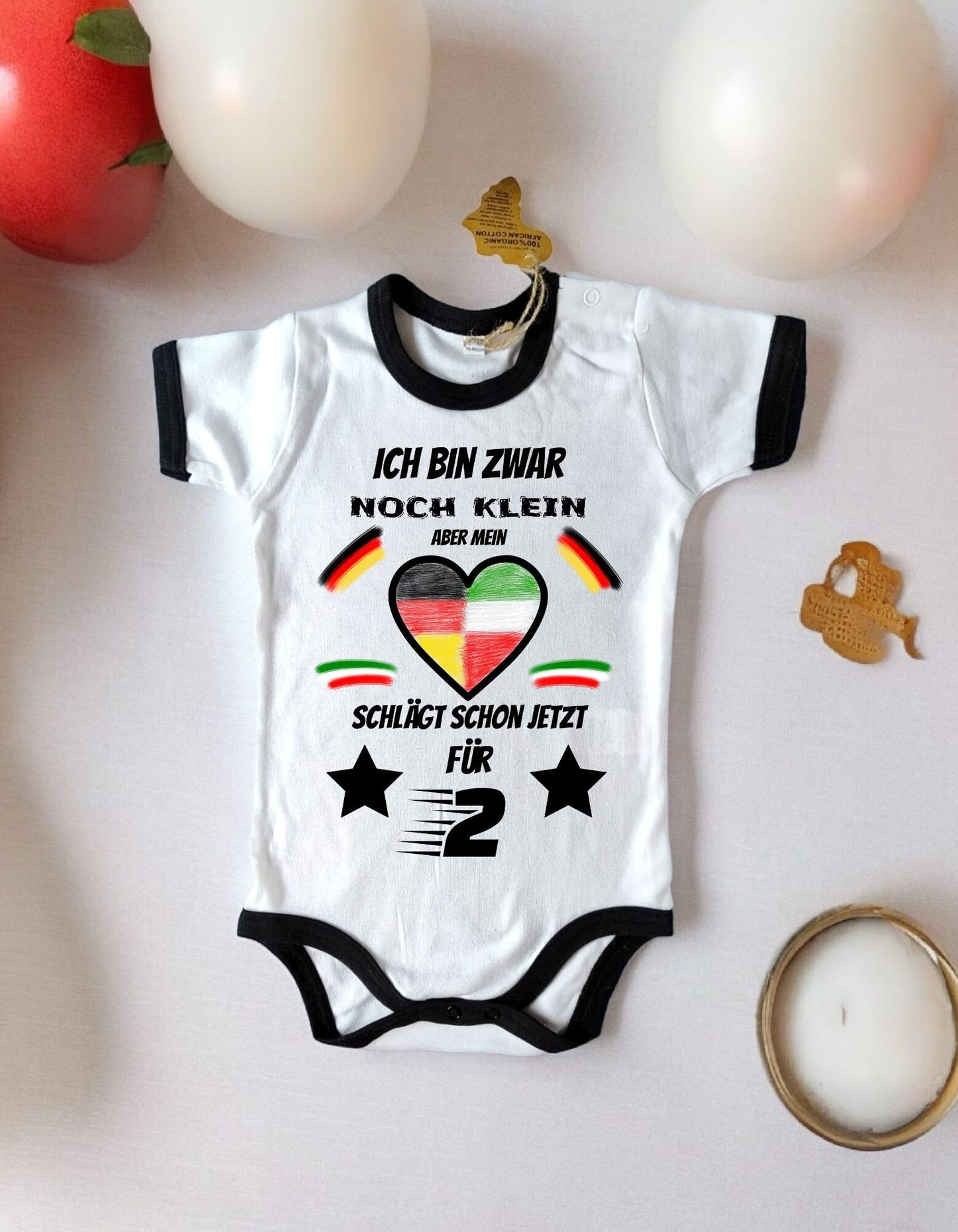 Baby Geschenk Baby Body Strampler Deutschland Italien Fußball kurzarm weiß Baumwolle lustig und frech Geschenk Deutsch