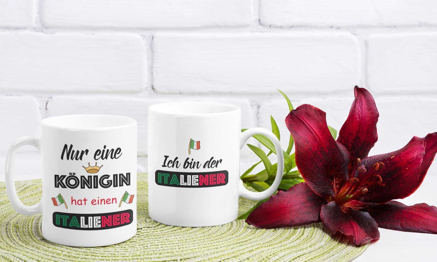 Italien  Tassen Set Italienische Königin und Italiener Set 2x weiß Italien Geschenk Tasse Italiener Tassen