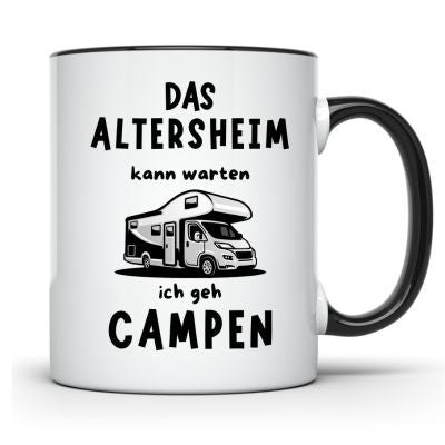 Tasse Rentner Camping Altersheim kann warten Tasse mit Spruch Camping Tasse Rentner Wohnmobil Rente Opa Großeltern Geschenk Teilintegriert 1