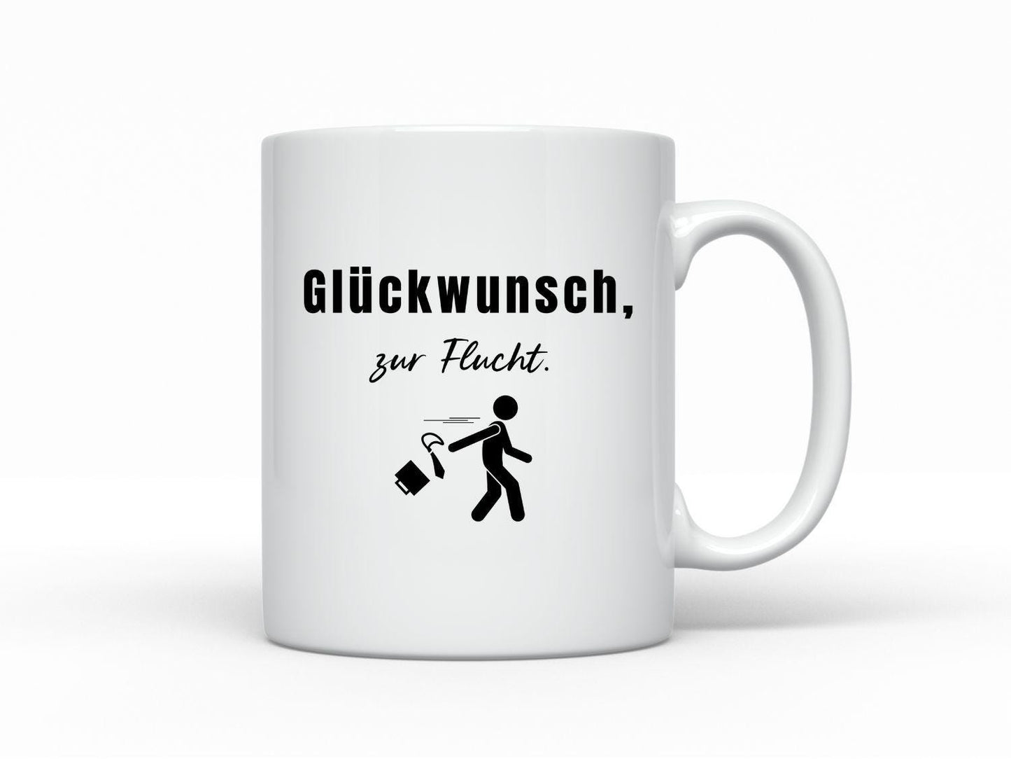 Tasse Kollegen Abschied mit Spruch - Glückwunsch zur Flucht -  Geschenk Jobwechsel Arbeitskollegen