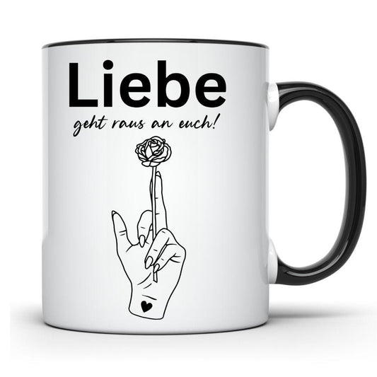 Tasse Rose Büro mit Spruch frech Mittelfinger Rosen Kollegen Tasse Kollegin Arbeitsplatz Geschenk